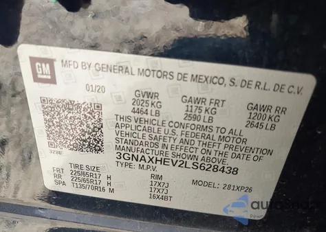 2020 Chevrolet Equinox Fwd Ls from USA, damaged, VIN 3GNAXHEV2LS628438